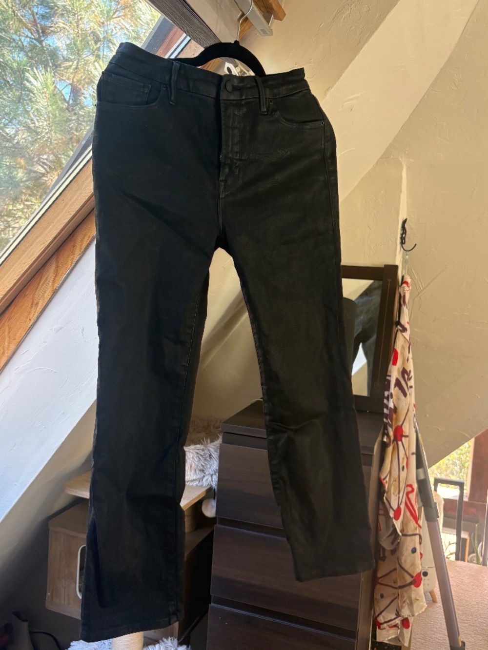 Good American Waxed Black Denim